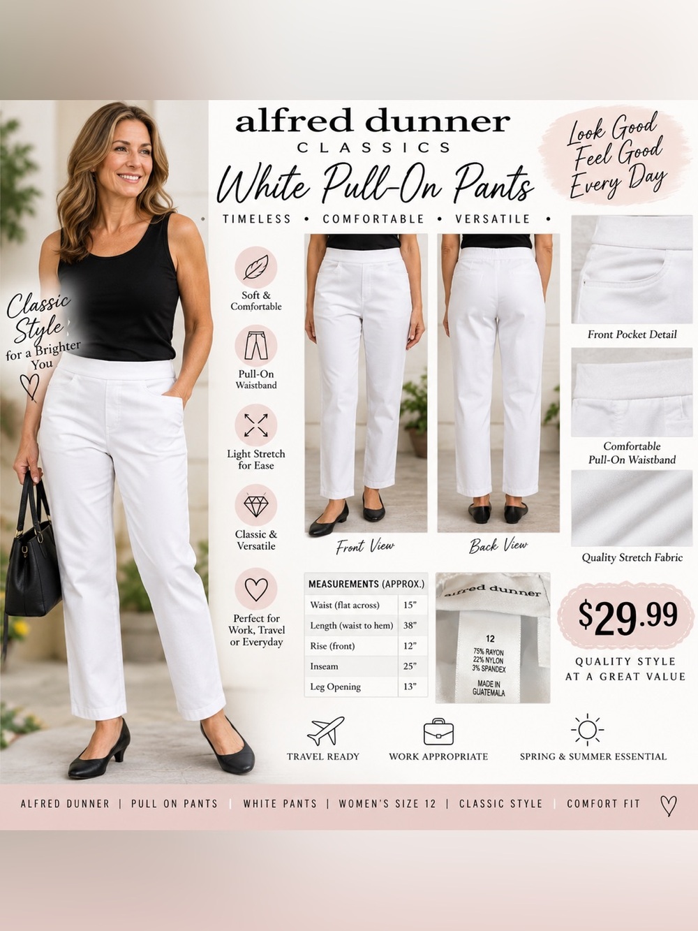 Alfred Dunner White Crop Ankle Jeans